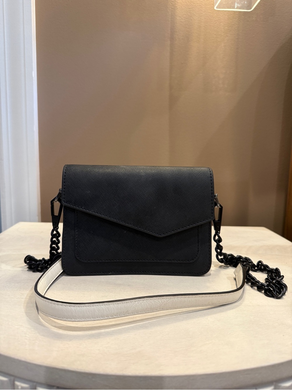 Botkier Black Crossbody with White Strap
